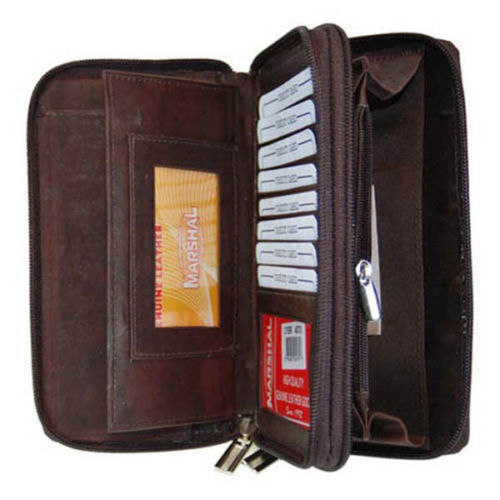 RFID Blocking Genuine Leather Checkbook Secretary Wallet 2 Zipper Card Organizer - Picture 11 of 32