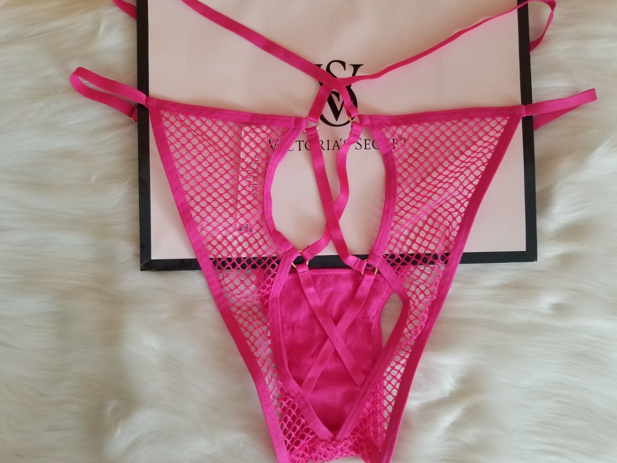 VICTORIA'S SECRET VERY SEXY FISHNET STRING CHEEKY PANTY XL FOREVER PINK NWT 