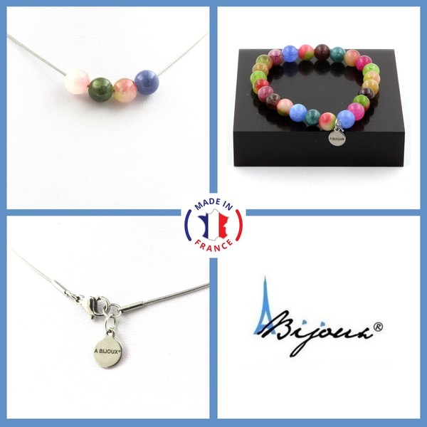 ParüRe Schmuck Armband Halskette 4 Perlen Turmalin Mehrfarbig + GrößE Personn-image