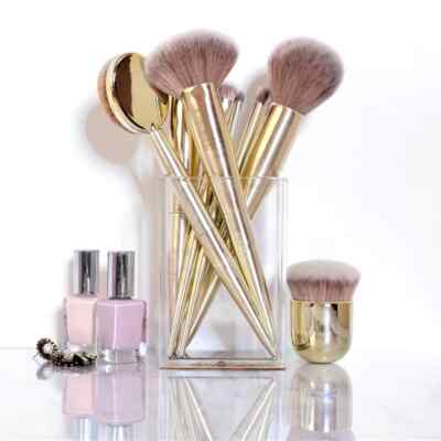 NIB Limited Edition COLORJUST 8 Make-Up Brush Collection w/Clear Acrylic Holder!