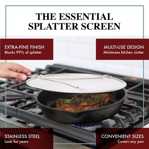 13" Stainless Steel Splatter Screen Grease Guard Multipurpose for Frying Pan - Picture 9 of 9