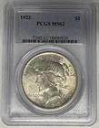 1923 Peace Silver Dollar Coin PCGS MS 62 (49) M