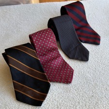 Vintage Silk Tie Lot of 4 USA Made Stripes Polka Dots