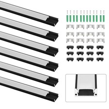 6X 3.3 ft Aluminium Channel Extrusion Profile U-Shaped LED Diffuser Strip Lights