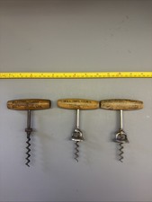 Lot Of 3 - Rate Vintage Wood Handle Advertising Corkscrews #211