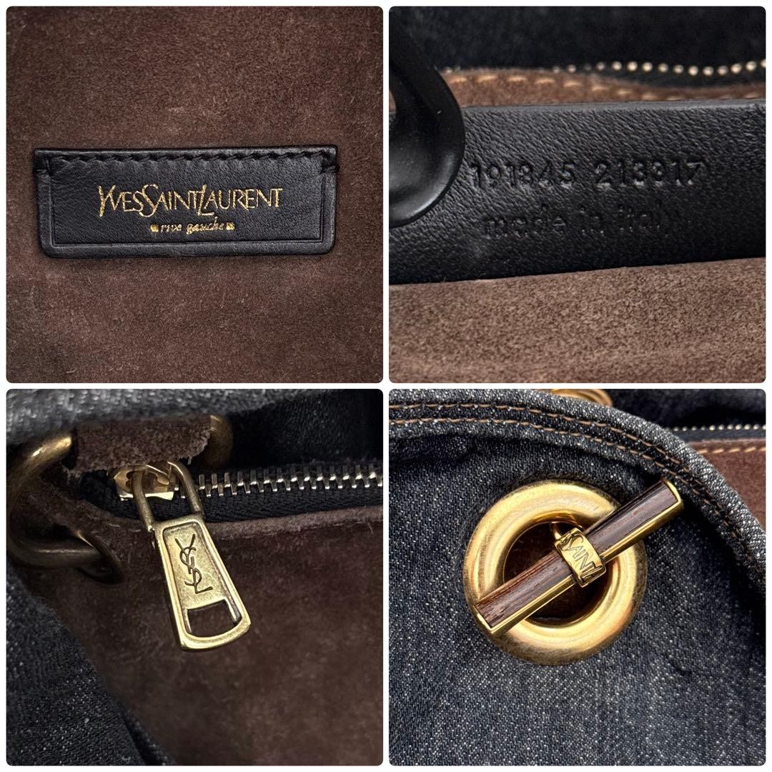 Yves saint Laurent Capri Bucket Bag Denim Suede Indigo Used #YB | eBay