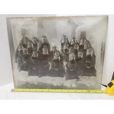 Vintage 1930 11x14 Glass Photograph Negative Catholic Girls School Class Photo ?