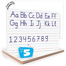 Scribbledo 5 Pack Small Lined Dry Erase Boards, 9x12 Double Sided 9 x 12 Inches