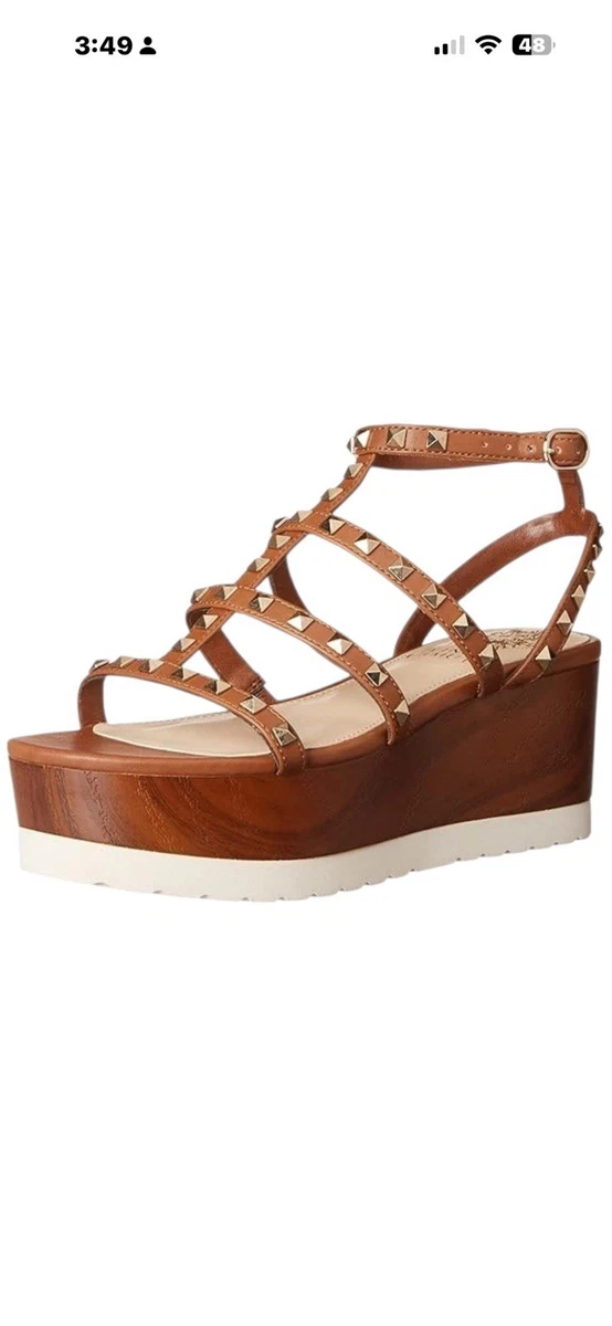 Vince Camuto Wedge Platform Heels Cork Summer Sandal 8 | eBay Vince Camuto Tan Studded Cork Platform Wedge Sandals main image 1