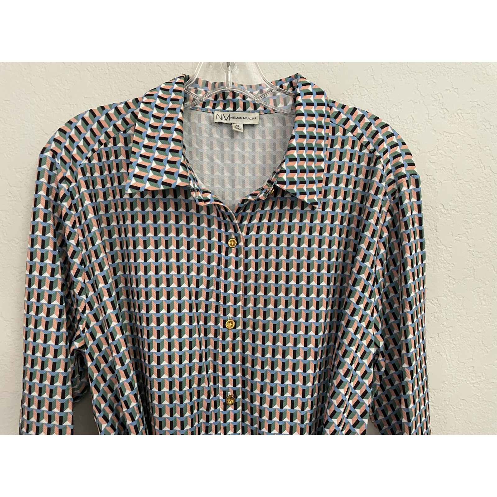 Neiman Marcus Geometric Patterned Button Down Dre… - image 15