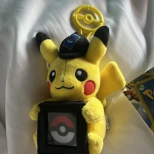 Pokemon Center Original Keychain Pikachu Coin Holder Mascot Plush with Carabiner