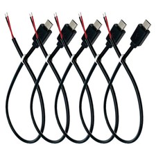 5 PCS 1FT 30cm 22AWG Micro USB Male 2 Pin Pigtail Cable 3A 5V Bare Wire