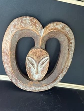 Vintage Heart-Shaped African Mask: Gabon Kwele (Ekuk) Style - Ritual Art