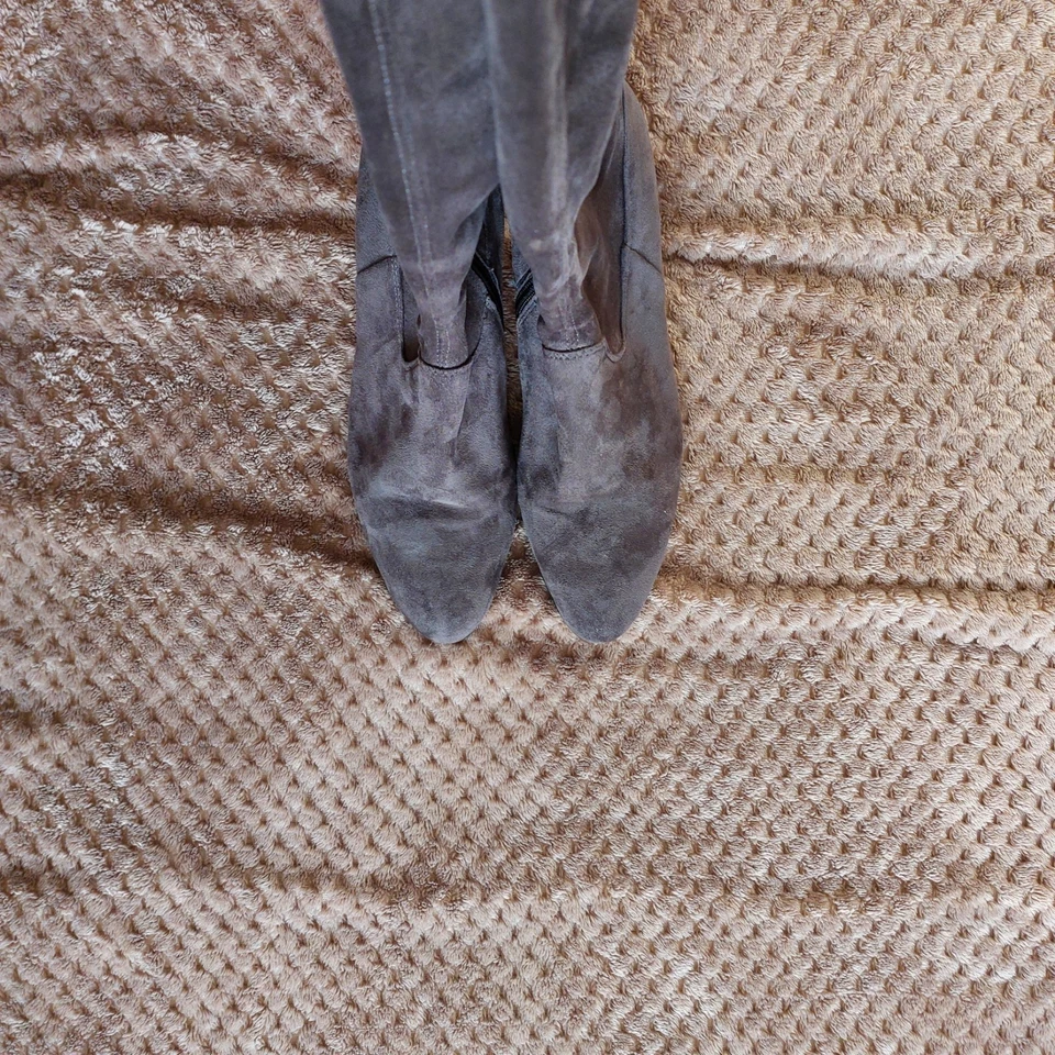 Stiefel kniehoch Stretch Grau Gr. 41  Faux-Velour-Wildleder 😃 Must Have - Bild 3 von 4