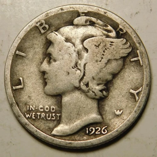 1926 D Mercury Dime 90% Silver VG - F   "Actual Coin Pictured - Not Cleaned"