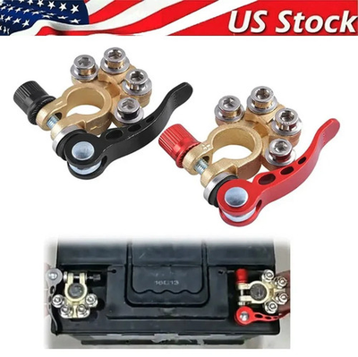 #ad 2PCS 4 Way Car Battery Terminal Clamp Connectors Quick Release Disconnect Tool $5.94