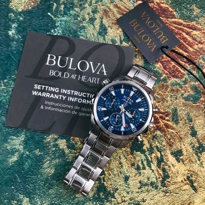 BULOVA 96B256 Blue Dial Marine Star Wristwatch for Men 43mm Case