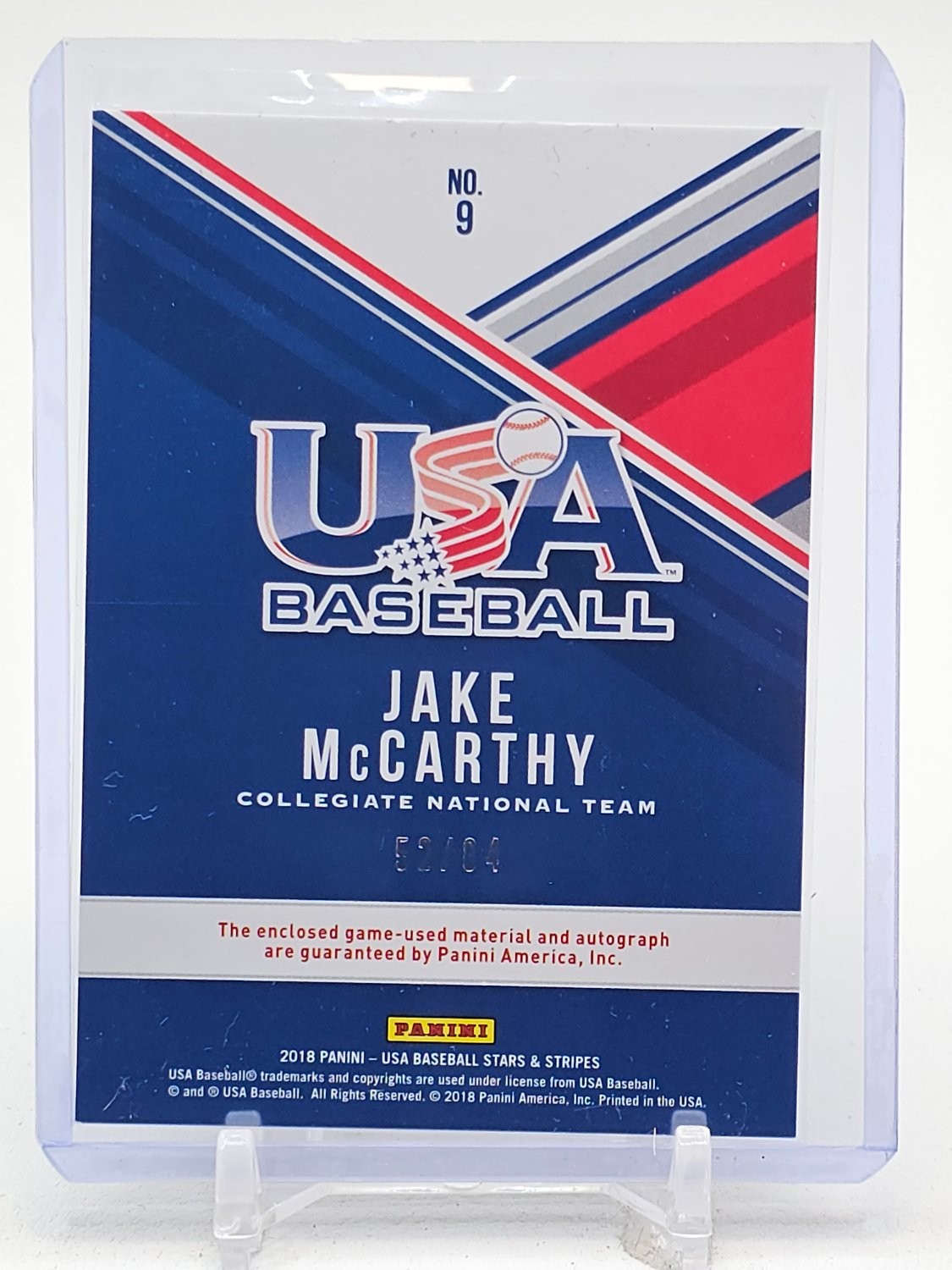 JAKE MCCARTHY 2018 STARS & STRIPES SILHOUETTES GOLD INK AUTO PATCH /84 B Q8210-5 view 2
