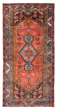 Vintage Hand-knotted Runner Rug 3'6" x 7'7" Traditional Oriental Wool Carpet