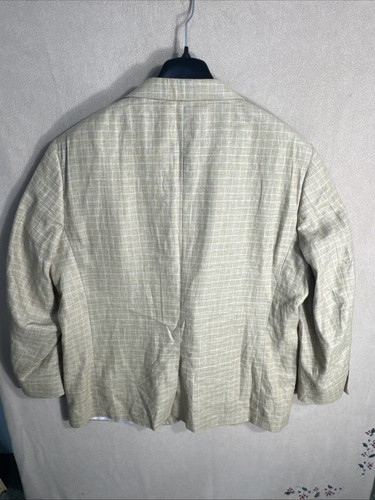 Jos A Bank 52L Golden Brown Check Striped Linen Cotton Sport Coat Blazer 2BTN - Picture 4 of 14