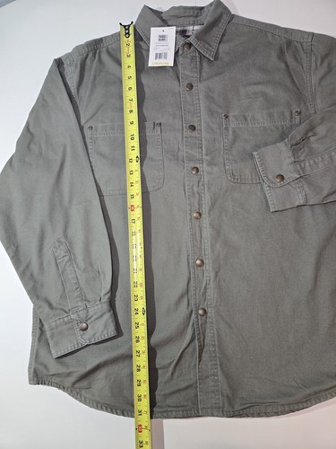 NUEVO CON ETIQUETAS Faded Glory Para hombres L Franela Forrada Cabaña Verde Oliva Tareas Granero Camisa de Trabajo - Imagen 9 de 15