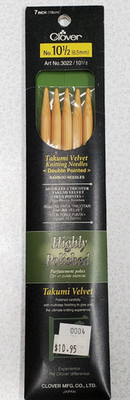 Clover set of 5 Double Point Size 6.5mm US 10.5 - 7'' Bamboo Knitting Needles NIP