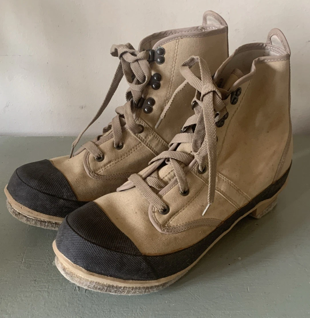 Hodgman Men's Sz 10 Waders Boots Beige Steel Shank Lace Up Caster Fishing Tan