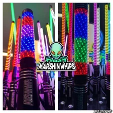 Marshin Whips BIG MOE'S RGB LED FAT WHIPS MAGNETIC MOUNT UTV SXS - PAIR 2FT