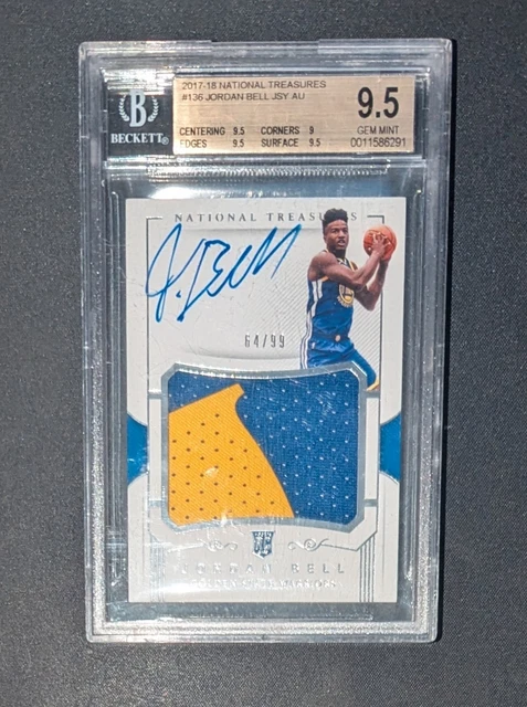 2017-18 National Treasures Jordan Bell True RPA Rookie Patch Auto /99 Beckett