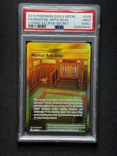 PSA 9 MC Pokemon Martial Arts Dojo #268 Cosmic Eclipse Secret MISCUT ERROR!