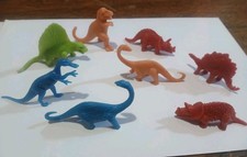 8 Small Colorful Plastic Dinosaurs