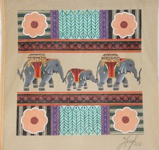 Needlepoint Canvas Leigh Designs Elephants Hand Painted 13 Mesh Was 390