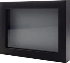 Black 4x4 Wood Shadow Box With Grey Acid-Free Backing 11/16 Usable Depth