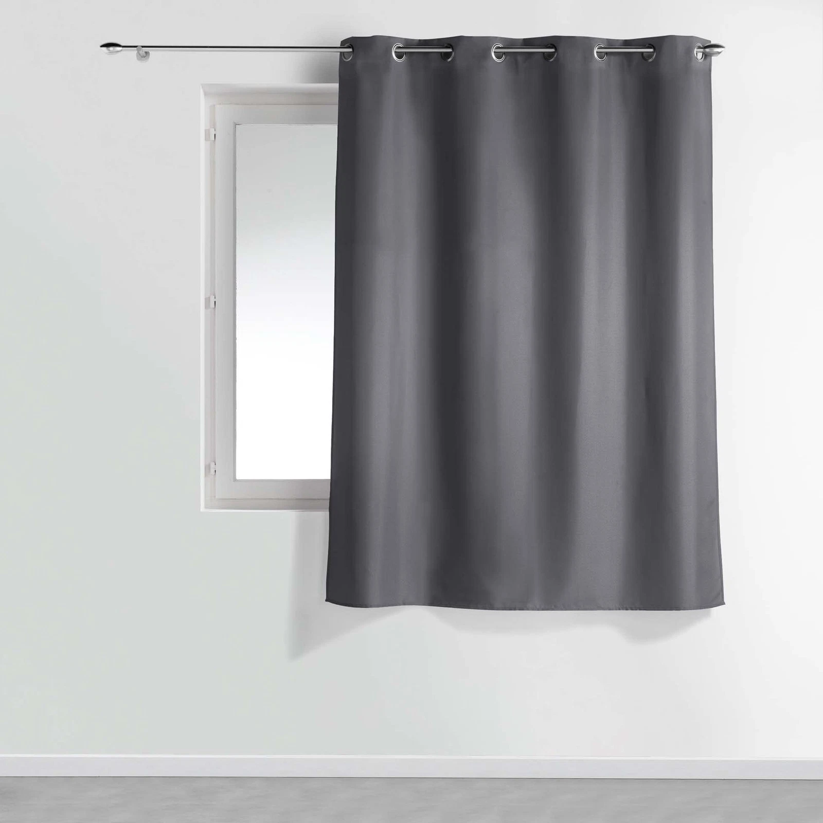 CURTAIN EYELET 140 x 180 CM PLAIN POLYESTER ESSENTIAL CONCRETE