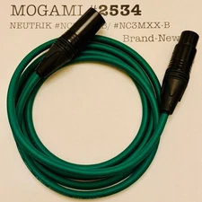 1-30 ft Mogami 2534 Star-Quad Green | Choose Neutrik XLR/TRS | Bulk Ready