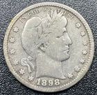 1898-S Barber Silver Quarter 25c VF Details Cleaned