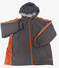 Tek Gear Boys M 10/12 Gray Orange Colorblock Full Zip Hooded Hoodie Jacket