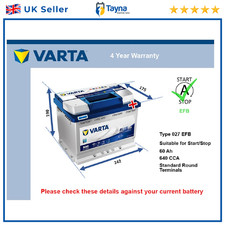 EFB Car Battery fits AUDI Q3 Q2 TT A3 RS3 A1 A4 S4 A6 Stop Start Varta