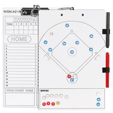 Magnetic Baseball Coaches Clipboard, White Double-Sided Dry Erase Coach Board...