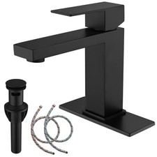 Black Faucet Bathroom, Stainless Steel Matte Black Bathroom Faucet Single Hol...