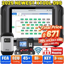 2025 XTOOL D9S Wireless Bidirectional Diagnostic Scanner ECU Coding Topology FCA