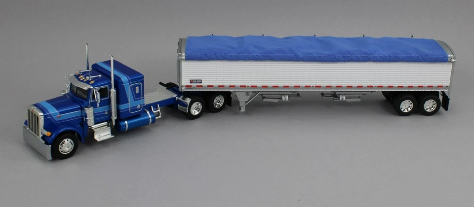 1:64 DCP *BLUE* Peterbilt 379 48" Flattop & Wilson Grain Trailer NIB - Image 2 of 4
