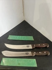 2- R. H. Forschner Co Victorinox 403-10 Curved & 404-10 Straight Butcher Knife