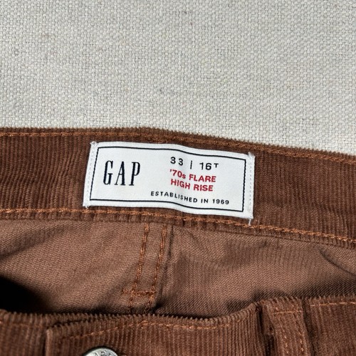 Pantalones de pana Gap para mujer 16t de alto largos años 70 acampanados tiro alto campana parte inferior marrón - Imagen 3 de 8