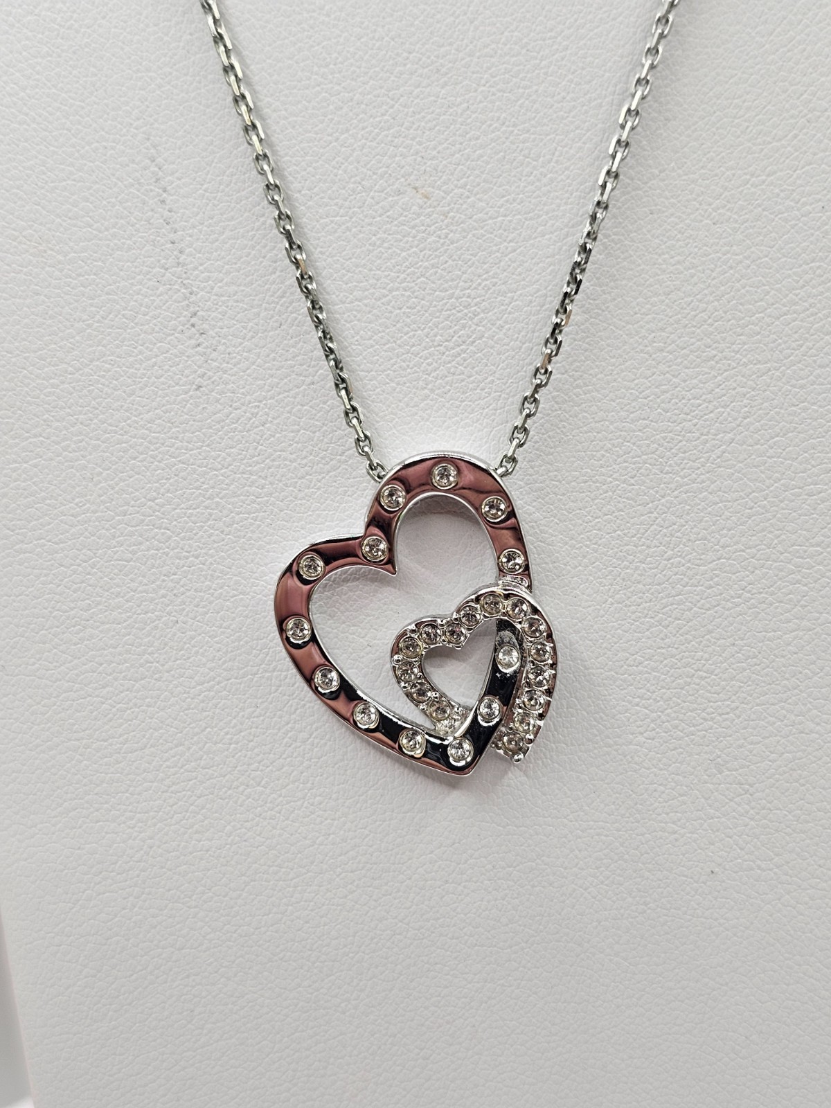 Swarovski Signed Interlocking double Heart Pendan… - image 3