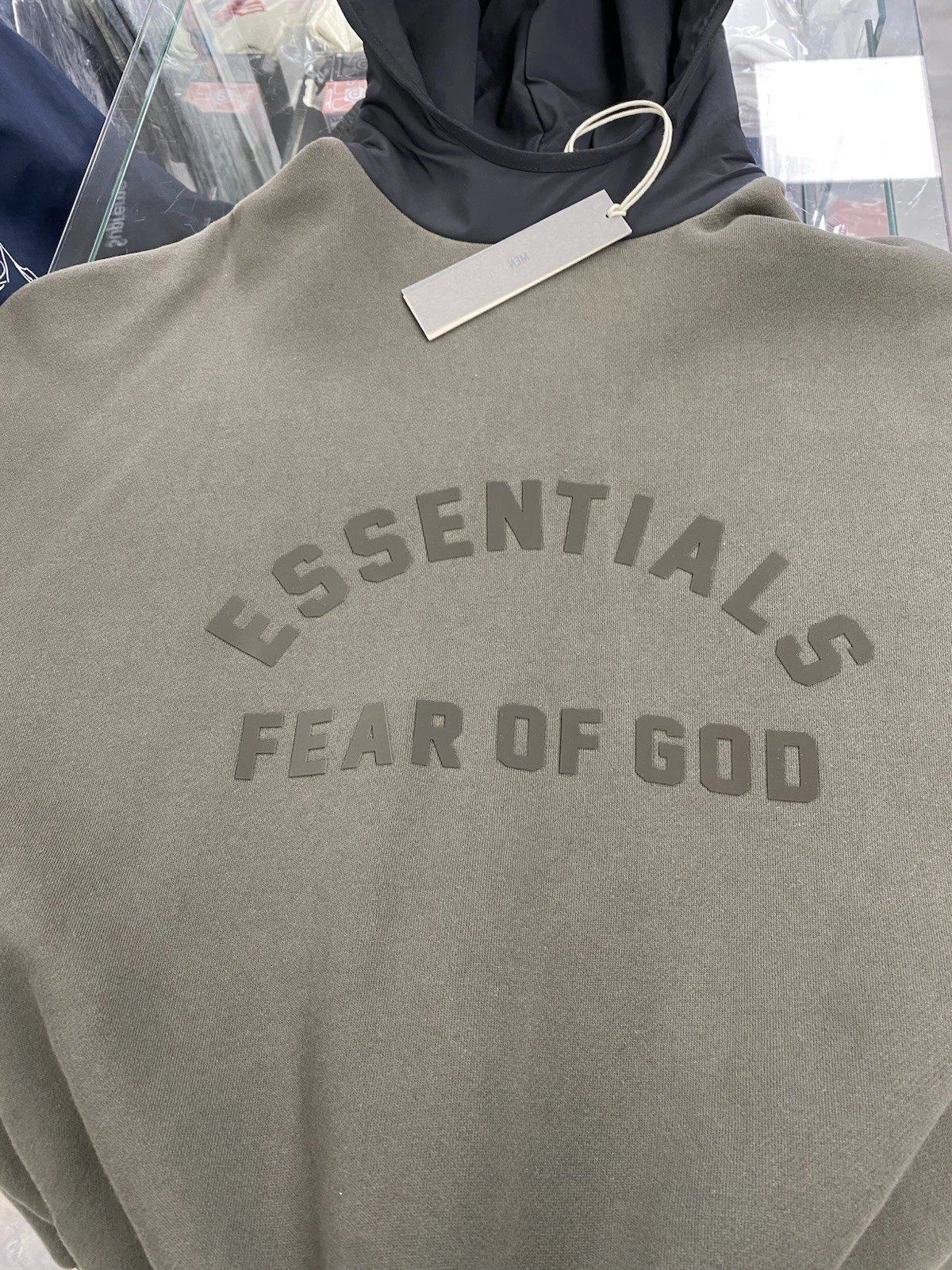 Felpa con cappuccio Fear Of God Essentials ink jet nylon nero XS autentica stato nebbia