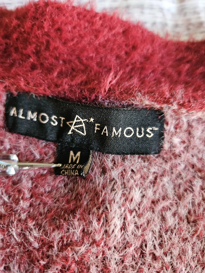 Suéter Cárdigan Recortado A Cuadros Difuso Casi Famoso Rosa Rojo Para Mujer’s M Foto 3 de 4