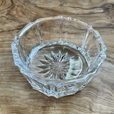 2.25" Open Salt Pressed Crystal Star Pattern 1" Deep Modern MidCentury Ring Dish