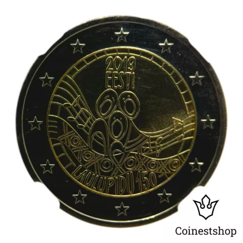 2019 Estonia €2 Euro Bi Metallic Coin NGC MS 66 Estonia Song Festival
