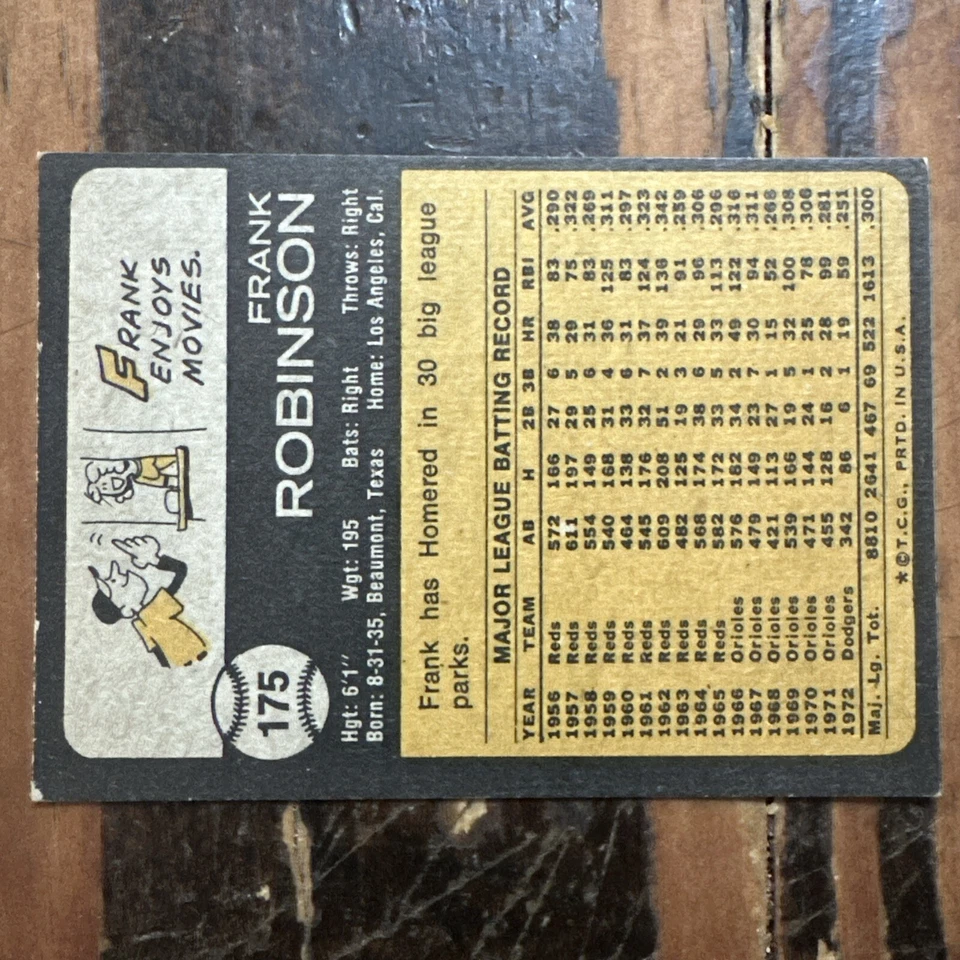 Frank Robinson 1973 Topps #175 casi nuevo-como nuevo Foto 2 de 2